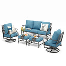 7-Seater Patio Metal Diamond Sofa with Ottomans