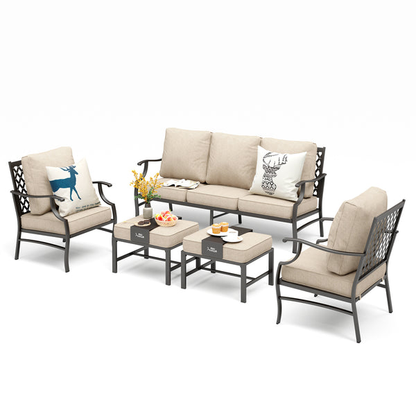 7-Seater Patio Metal Diamond Sofa with Ottomans