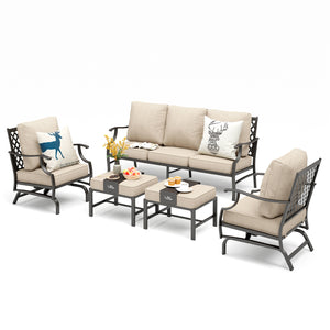 7-Seater Patio Metal Diamond Sofa with Ottomans