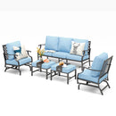 7-Seater Patio Metal Diamond Sofa with Ottomans