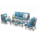 7-Seater Patio Metal Diamond Sofa with Ottomans