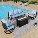 Patio Metal Swivel Wave Sofa Sets With Fire Pit Table for Sale