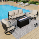 Patio Metal Swivel Wave Sofa Sets With Fire Pit Table for Sale