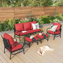 7-Seater Outdoor Metal Wave Sofa Set with Ottomans