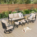 7-Seater Patio Metal Wave Sofa with Ottomans