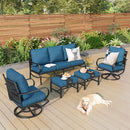 7-Seater Patio Metal Wave Sofa with Ottomans