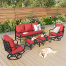 7-Seater Outdoor Metal Wave Sofa Set with Ottomans