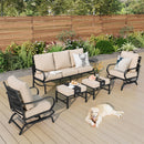 7-Seater Patio Metal Wave Sofa with Ottomans