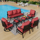 9-Seater Patio Metal Wave Sofa Set with Ottomans