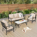 5-Seater Patio Metal Diamond Sofa Set with Coffee Table