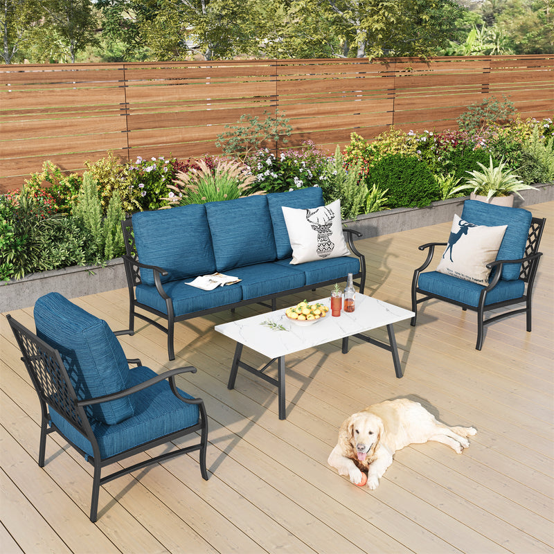 Phi Villa 5-Seater Patio Steel Sofa With Cushions