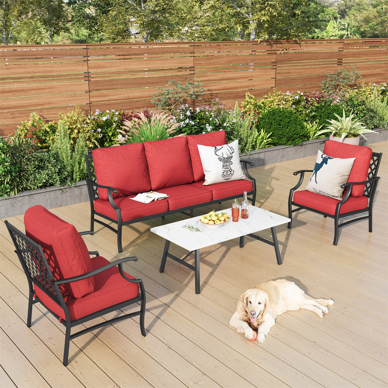 Phi Villa 5-Seater Patio Steel Sofa With Cushions