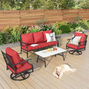 5-Seater Patio Metal Diamond Sofa Set with Coffee Table