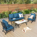 5-Seater Patio Metal Diamond Sofa Set with Coffee Table