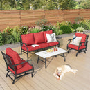 5-Seater Patio Metal Diamond Sofa Set with Coffee Table
