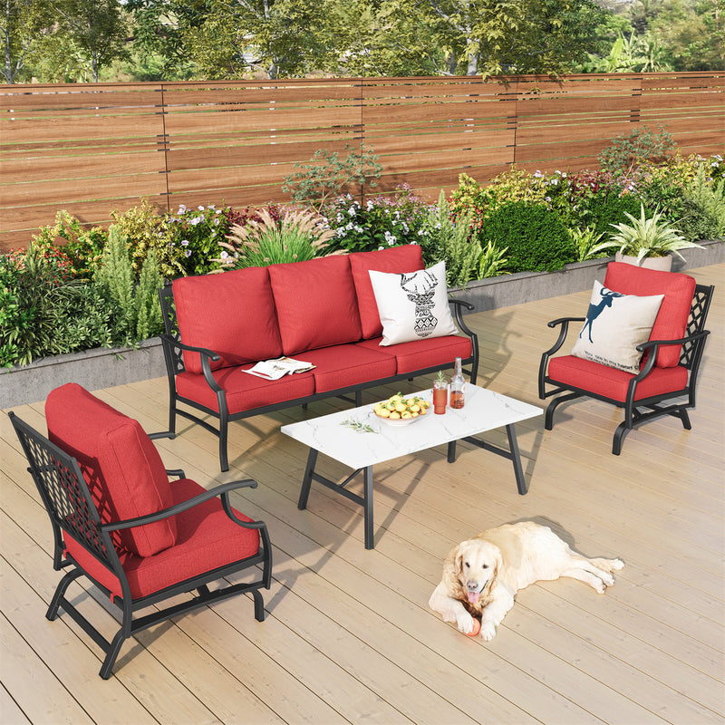 Phi Villa 5-Seater Patio Steel Sofa With Cushions