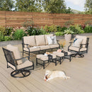 7-Seater Patio Metal Diamond Sofa with Ottomans