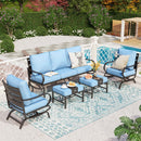 7-Seater Patio Metal Wave Sofa with Ottomans