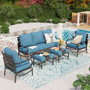 7-Seater Outdoor Metal Wave Sofa Set with Ottomans