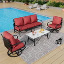 5-Seater Patio Metal Wave Sofa Sets With Coffee Table