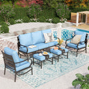 7-Seater Patio Metal Stable Wave Sofa with Ottomans