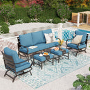 7-Seater Outdoor Metal Wave Sofa Set with Ottomans