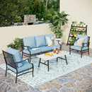 5-Seater Patio Metal Diamond Sofa Set with Coffee Table