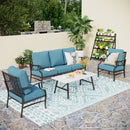 5-Seater Patio Metal Diamond Sofa Set with Coffee Table