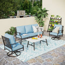 5-Seater Patio Metal Diamond Sofa Set with Coffee Table