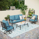 5-Seater Patio Metal Diamond Sofa Set with Coffee Table