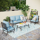 5-Seater Patio Metal Diamond Sofa Set with Coffee Table