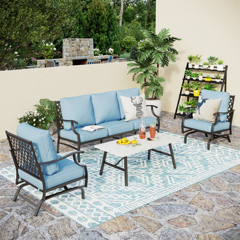 Phi Villa 5-Seater Patio Steel Sofa With Cushions