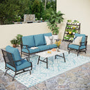 5-Seater Patio Metal Diamond Sofa Set with Coffee Table
