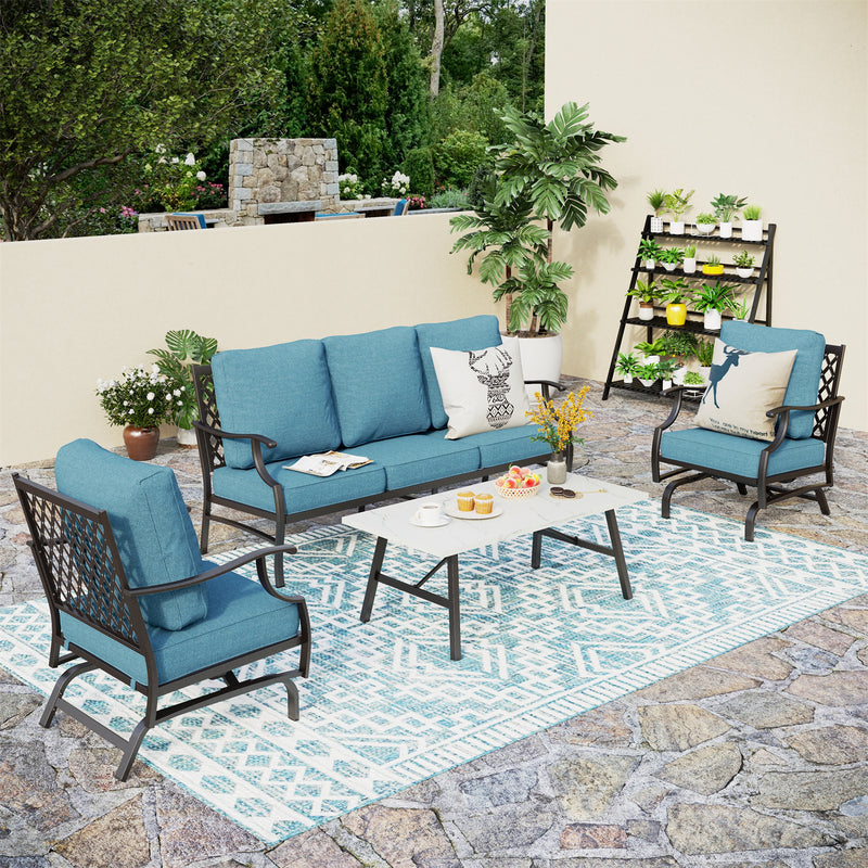Phi Villa 5-Seater Patio Steel Sofa With Cushions