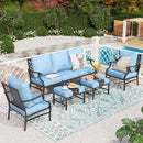 7-Seater Patio Metal Diamond Sofa with Ottomans