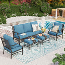 7-Seater Patio Metal Diamond Sofa with Ottomans