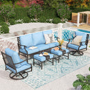 7-Seater Patio Metal Diamond Sofa with Ottomans
