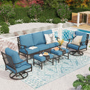 7-Seater Patio Metal Diamond Sofa with Ottomans
