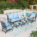 7-Seater Patio Metal Diamond Sofa with Ottomans