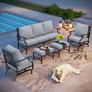 7-Seater Patio Metal Diamond Sofa with Ottomans