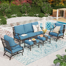 7-Seater Patio Metal Diamond Sofa with Ottomans