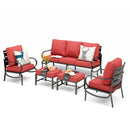 7-Seater Outdoor Metal Wave Sofa Set with Ottomans