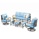 7-Seater Patio Metal Wave Sofa with Ottomans