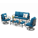 7-Seater Patio Metal Wave Sofa with Ottomans