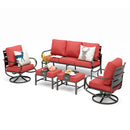 7-Seater Outdoor Metal Wave Sofa Set with Ottomans