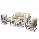 7-Seater Patio Metal Wave Sofa with Ottomans