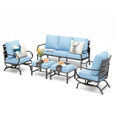 7-Seater Patio Metal Wave Sofa with Ottomans
