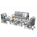 7-Seater Patio Metal Wave Sofa with Ottomans