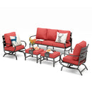 7-Seater Outdoor Metal Wave Sofa Set with Ottomans