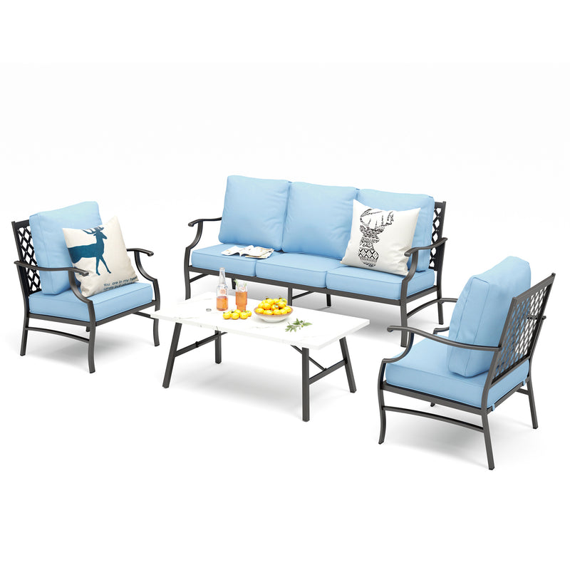 Phi Villa 5-Seater Patio Steel Sofa With Cushions